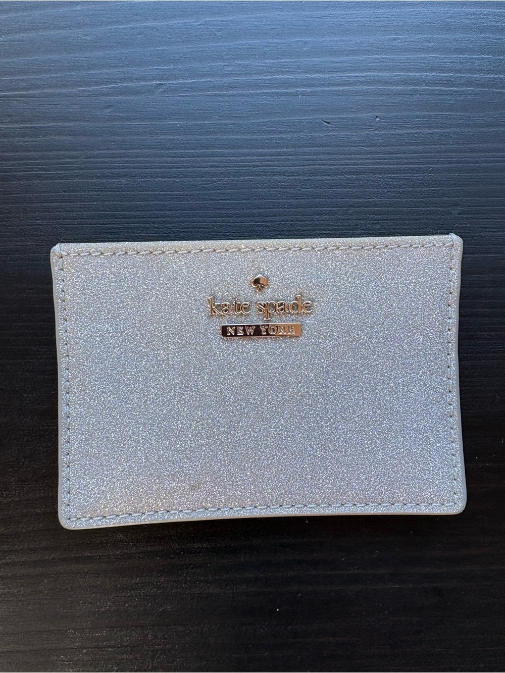 Kate Spade Burgess Court Silver Glitter Cardholder